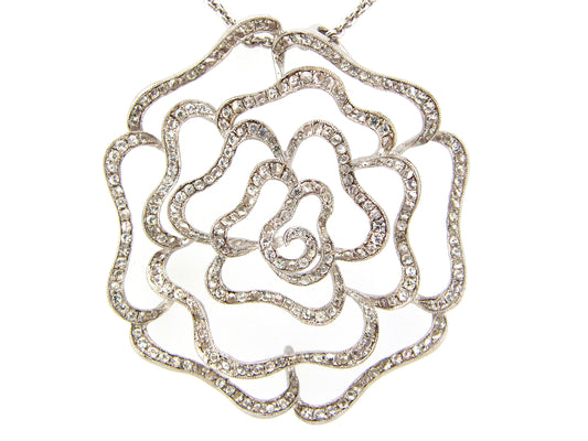 WHITE SAPPHIRE PENDANT, 30" CHAIN, SILVER (H)