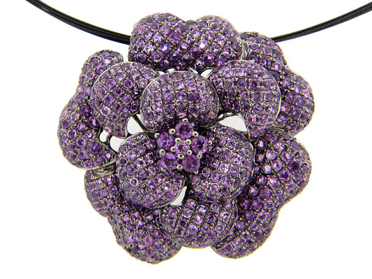 AMETHYST PENDANT, 24" CHAIN, SILVER (H)