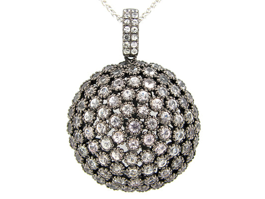 WHITE SAPPHIRE PENDANT, BLACK FINISH, SILVER (H)