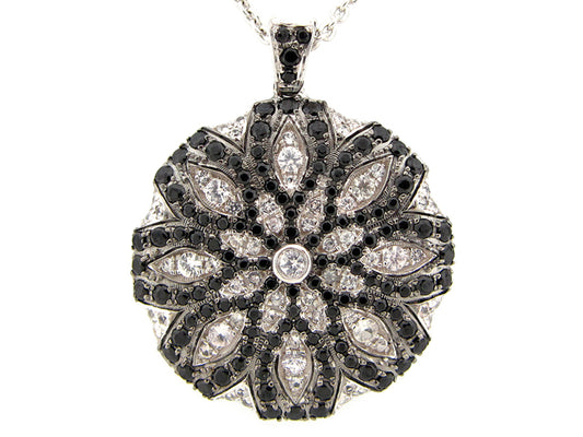 BLACK SPINEL & WHITE SAPPHIRE PENDANT, SILVER (N/H)