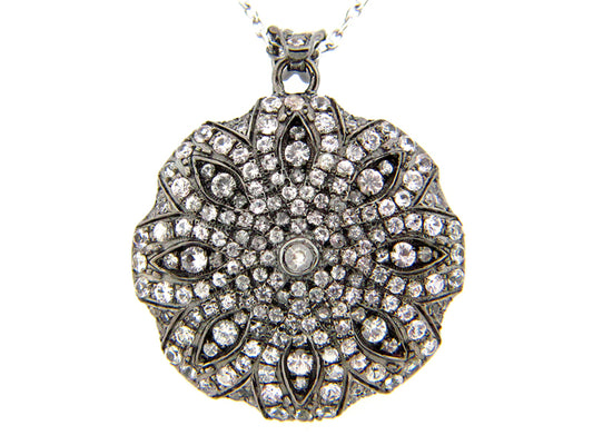 WHITE SAPPHIRE PENDANT, BLACK FINISH, SILVER (E)