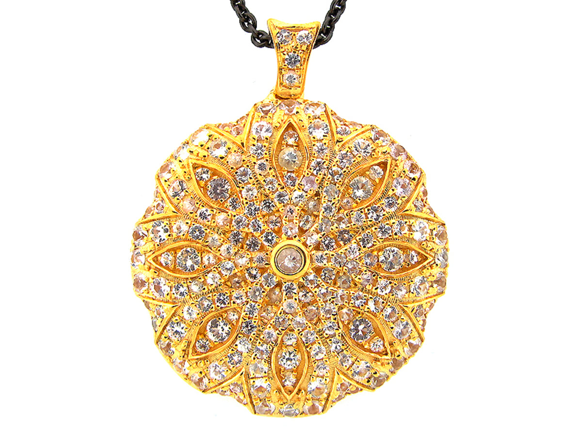WHITE SAPPHIRE PENDANT, YELLOW FINISH, SILVER (H)