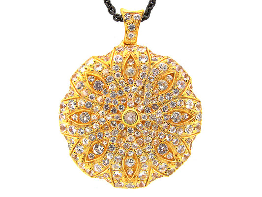 WHITE SAPPHIRE PENDANT, YELLOW FINISH, SILVER (H)