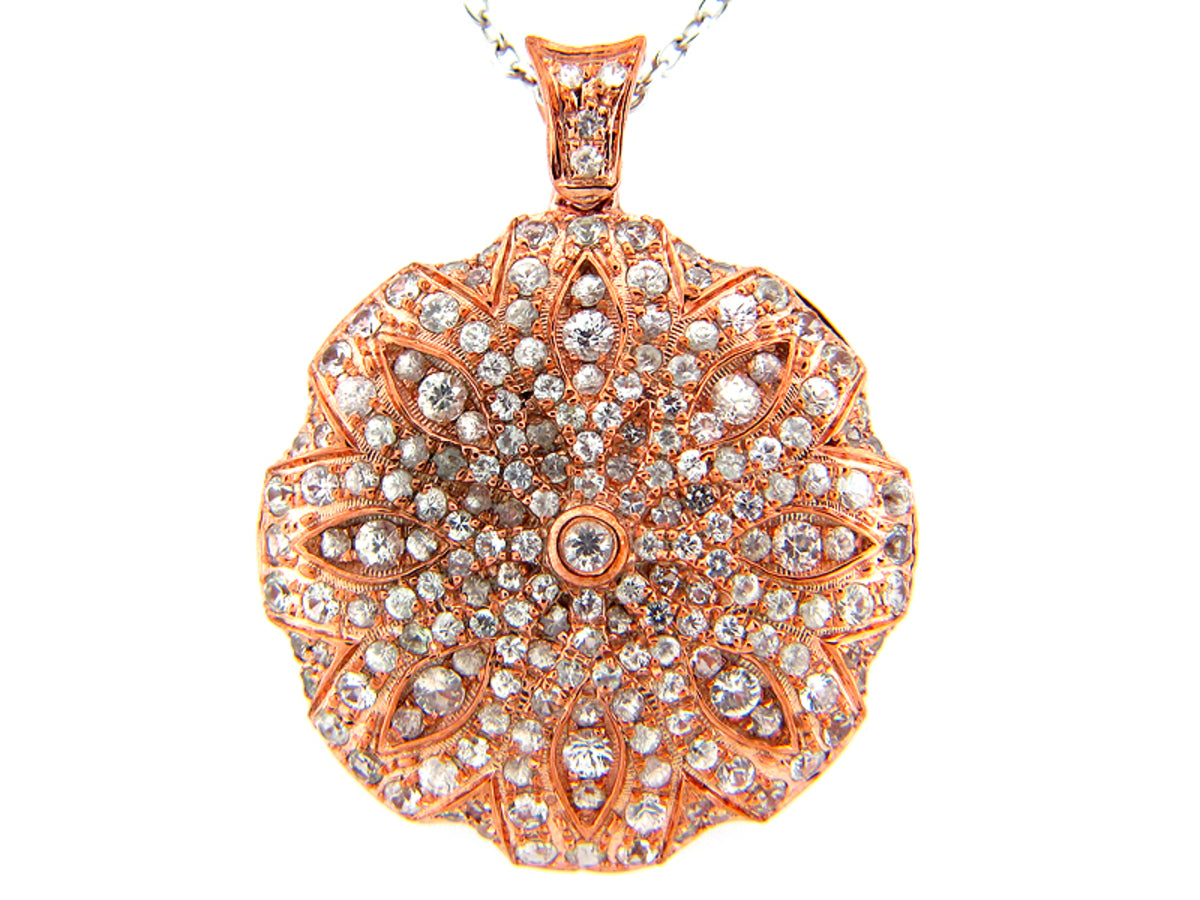 WHITE SAPPHIRE PENDANT, ROSE FINISH, SILVER (E)