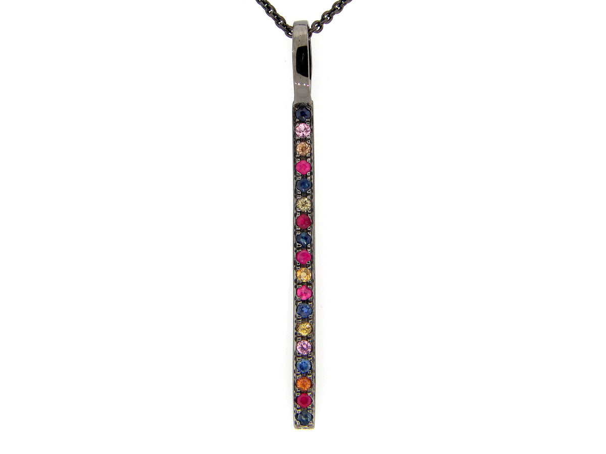 RAINBOW SAPPHIRE PENDANT, BLACK FINISH, SILVER (H/U)