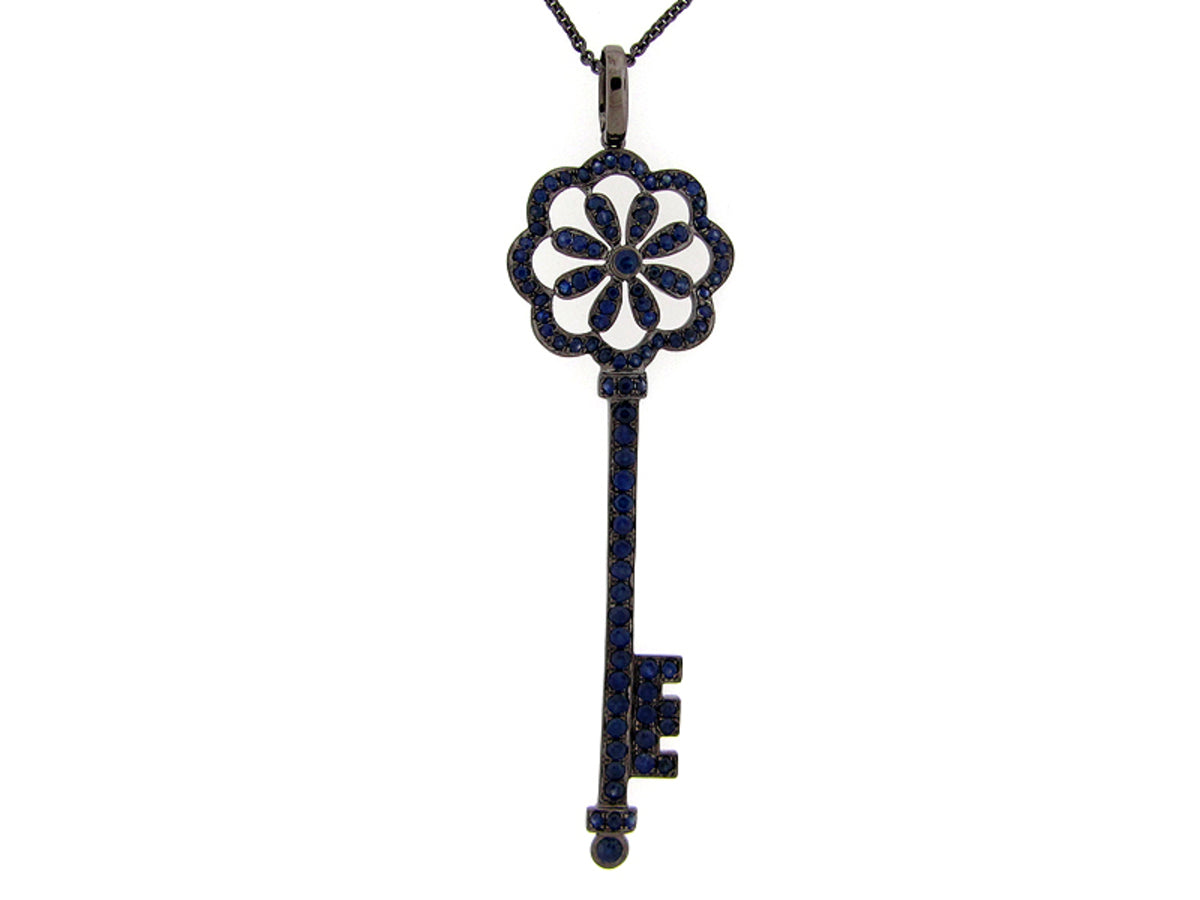 SAPPHIRE PENDANT, BLACK FINISH, SILVER (H)