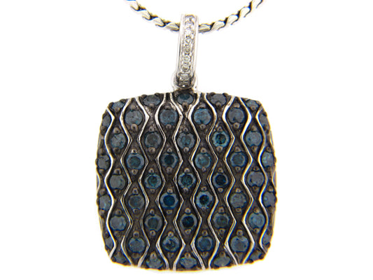 IRR. BLUE DIAMOND & DIAMOND PENDANT, SILVER (R)