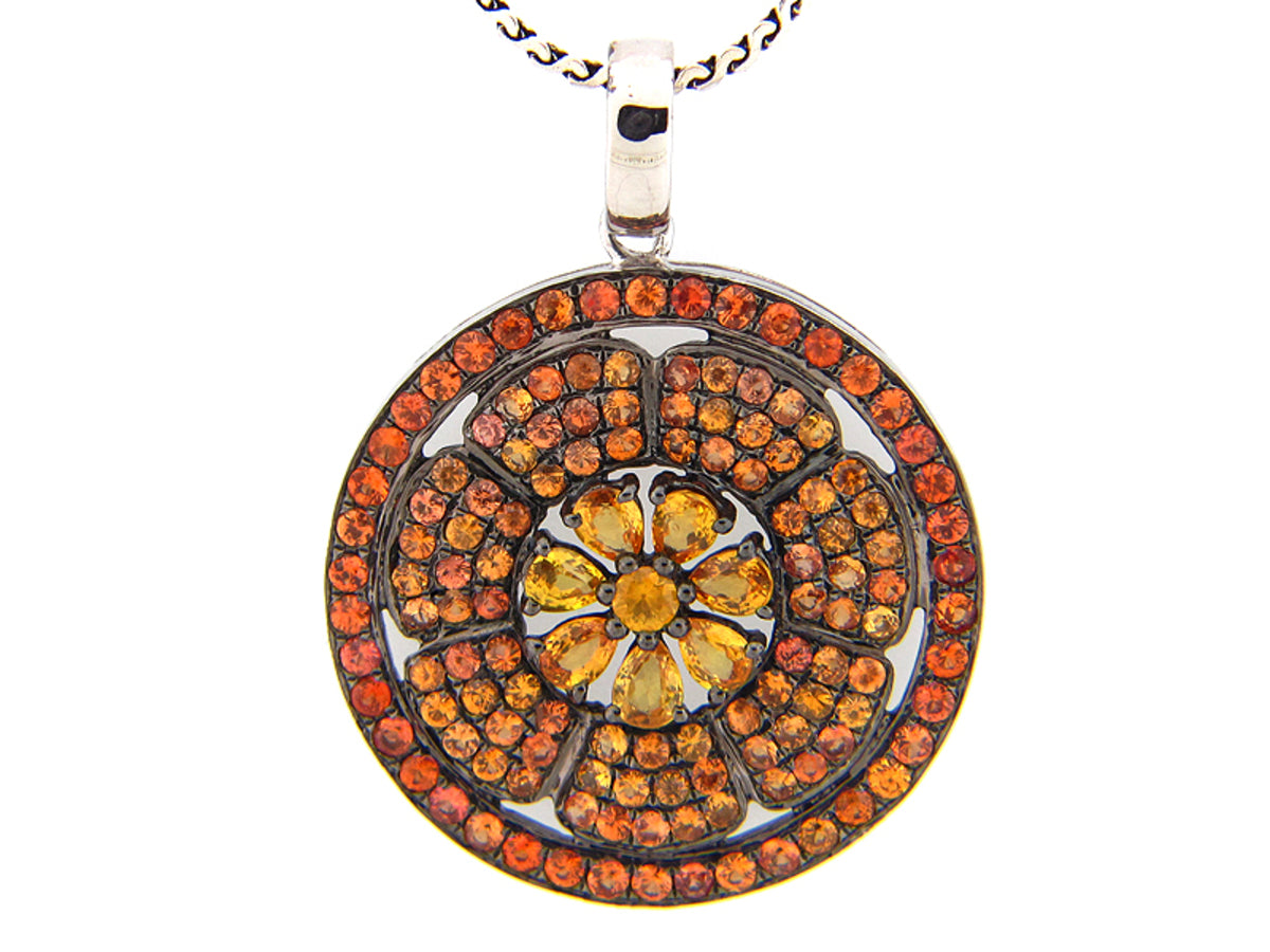 ORANGE SAPPHIRE PENDANT, SILVER (E/U)