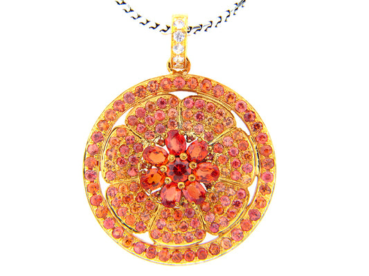 ORANGE & WHITE SAPPHIRE PENDANT, YELLOW FINISH