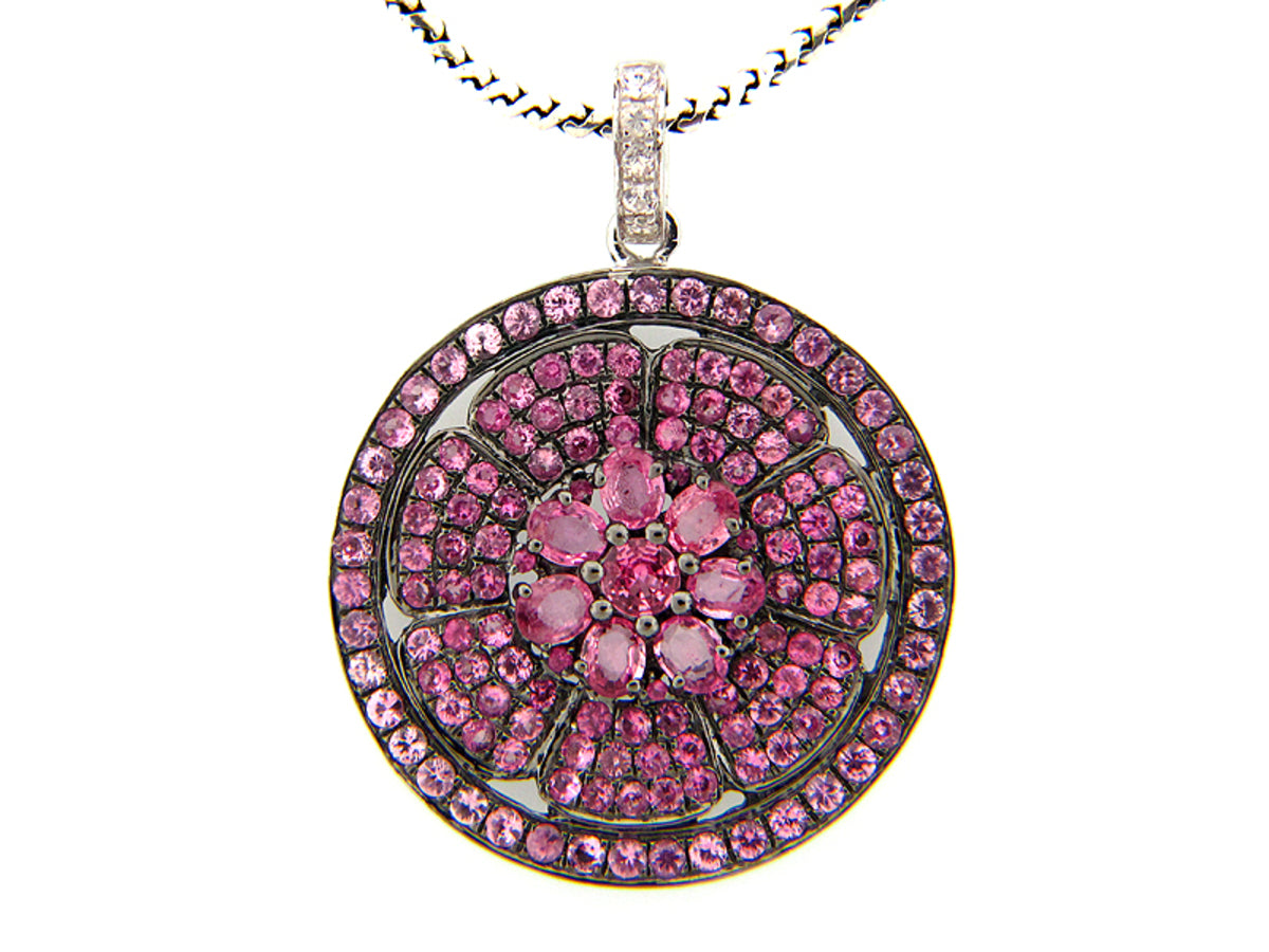 PINK & WHITE SAPPHIRE PENDANT, SILVER (E)