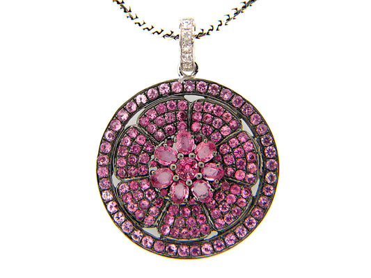 PINK & WHITE SAPPHIRE PENDANT, SILVER (E)