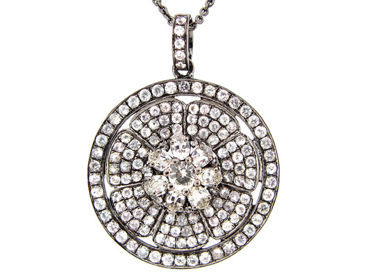 WHITE SAPPHIRE PENDANT, BLACK FINISH, SILVER (E)