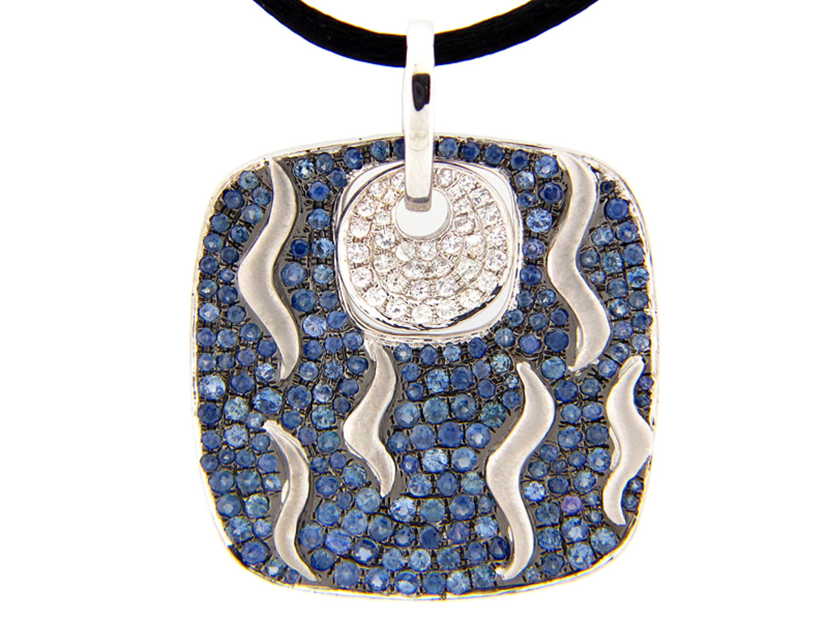 Blue White Sapphire Pendant