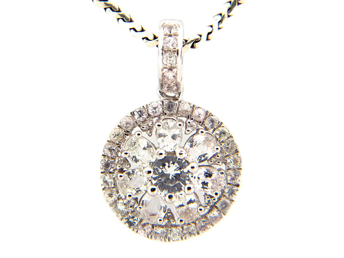 WHITE SAPPHIRE PENDANT, SILVER (E)