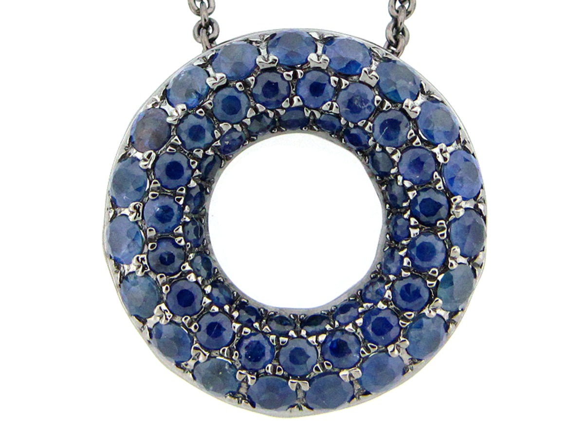 SAPPHIRE PENDANT, BLACK FINISH, SILVER (H)