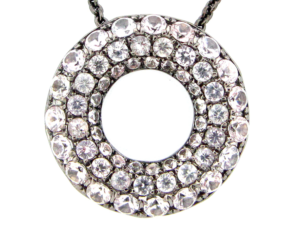 WHITE SAPPHIRE PENDANT, BLACK FINISH, SILVER (E)