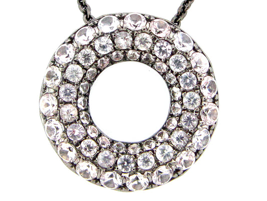 WHITE SAPPHIRE PENDANT, BLACK FINISH, SILVER (E)