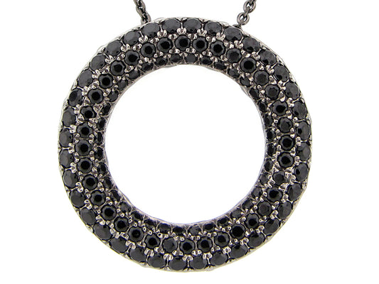 BLACK SPINEL PENDANT, BLACK FINISH, SILVER (N)