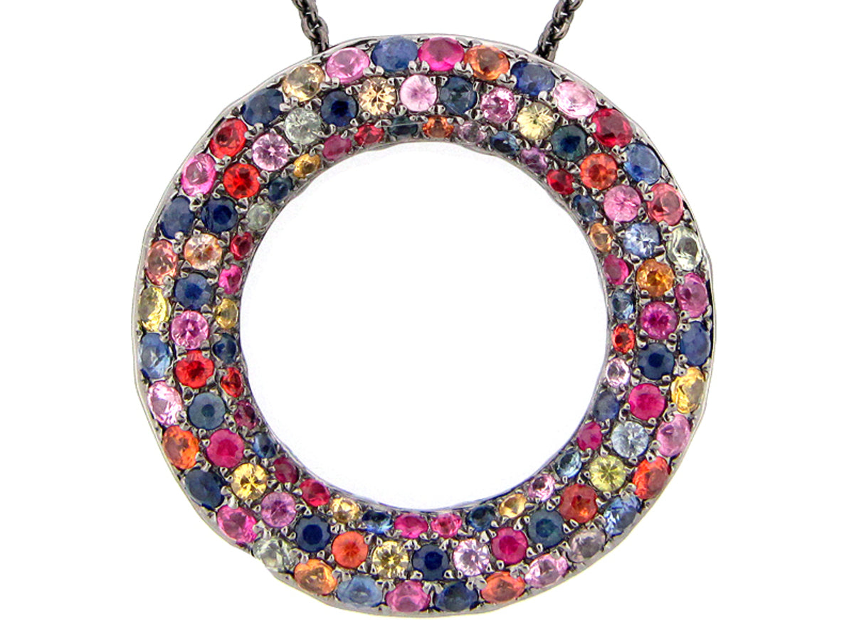 RAINBOW SAPPHIRE PENDANT, BLACK FINISH