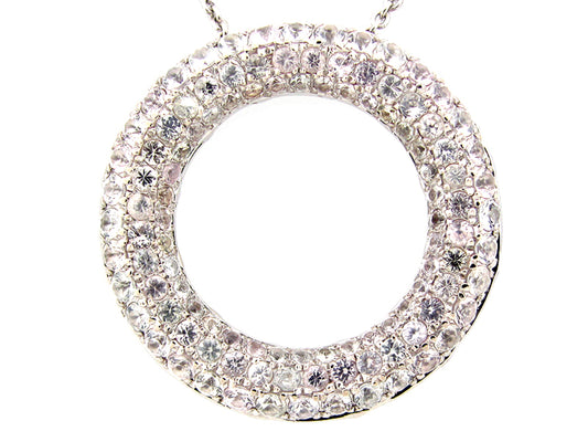WHITE SAPPHIRE PENDANT, SILVER (E)