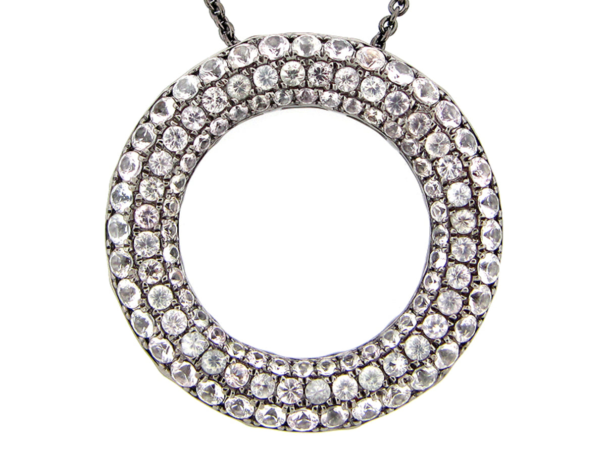 WHITE SAPPHIRE PENDANT, BLACK FINISH, SILVER (E)