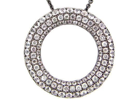 WHITE SAPPHIRE PENDANT, BLACK FINISH, SILVER (E)