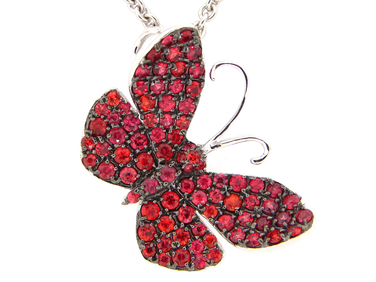 ORANGE SAPPHIRE PENDANT, SILVER (H)