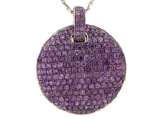 AMETHYST PENDANT, 24" CHAIN, SILVER (H)