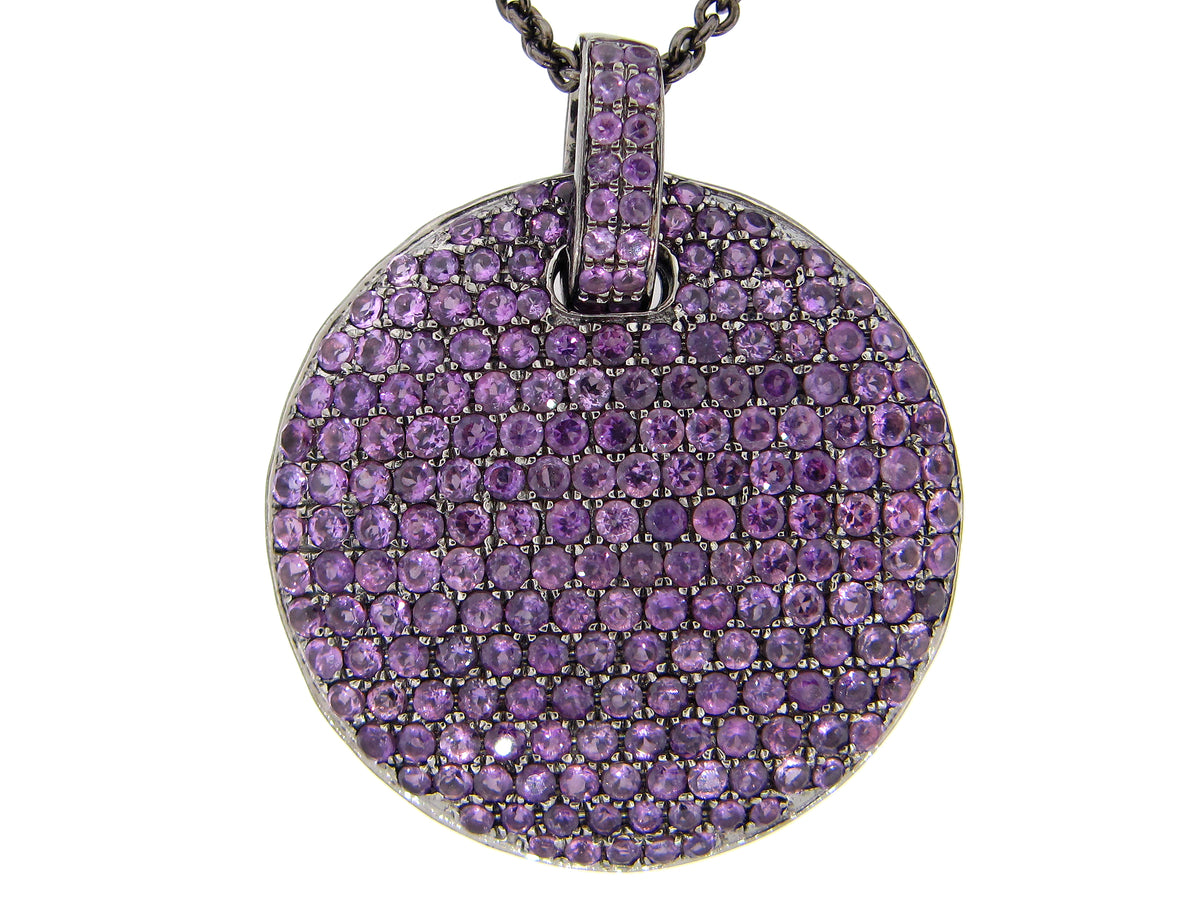 AMETHYST PENDANT, BLACK FINISH, SILVER (H)