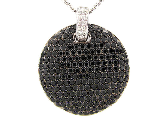 BLACK SPINEL & WHITE SAPPHIRE PENDANT, 24 " CHAIN, SILVER (N/H)
