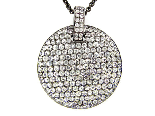 WHITE SAPPHIRE PENDANT, 24" CHAIN, SILVER (H)