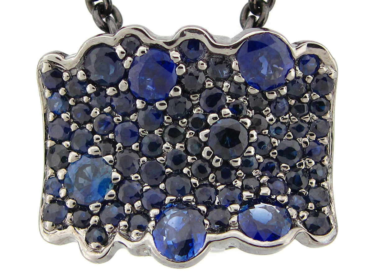 SAPPHIRE PENDANT, BLACK FINISH, SILVER (H)