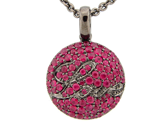 RUBY PENDANT, BLACK FINISH, SILVER (H)