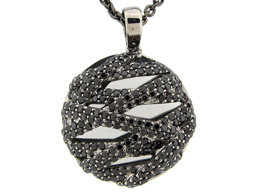 BLACK SPINEL PENDANT, BLACK FINISH, SILVER (N)