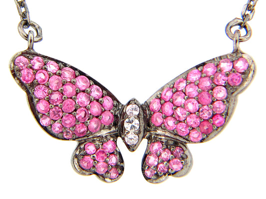 PASTEL PINK & WHITE SAPPHIRE PENDANT, SILVER (H)
