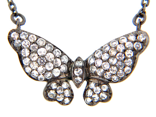 WHITE SAPPHIRE PENDANT, BLACK FINISH, SILVER (H)