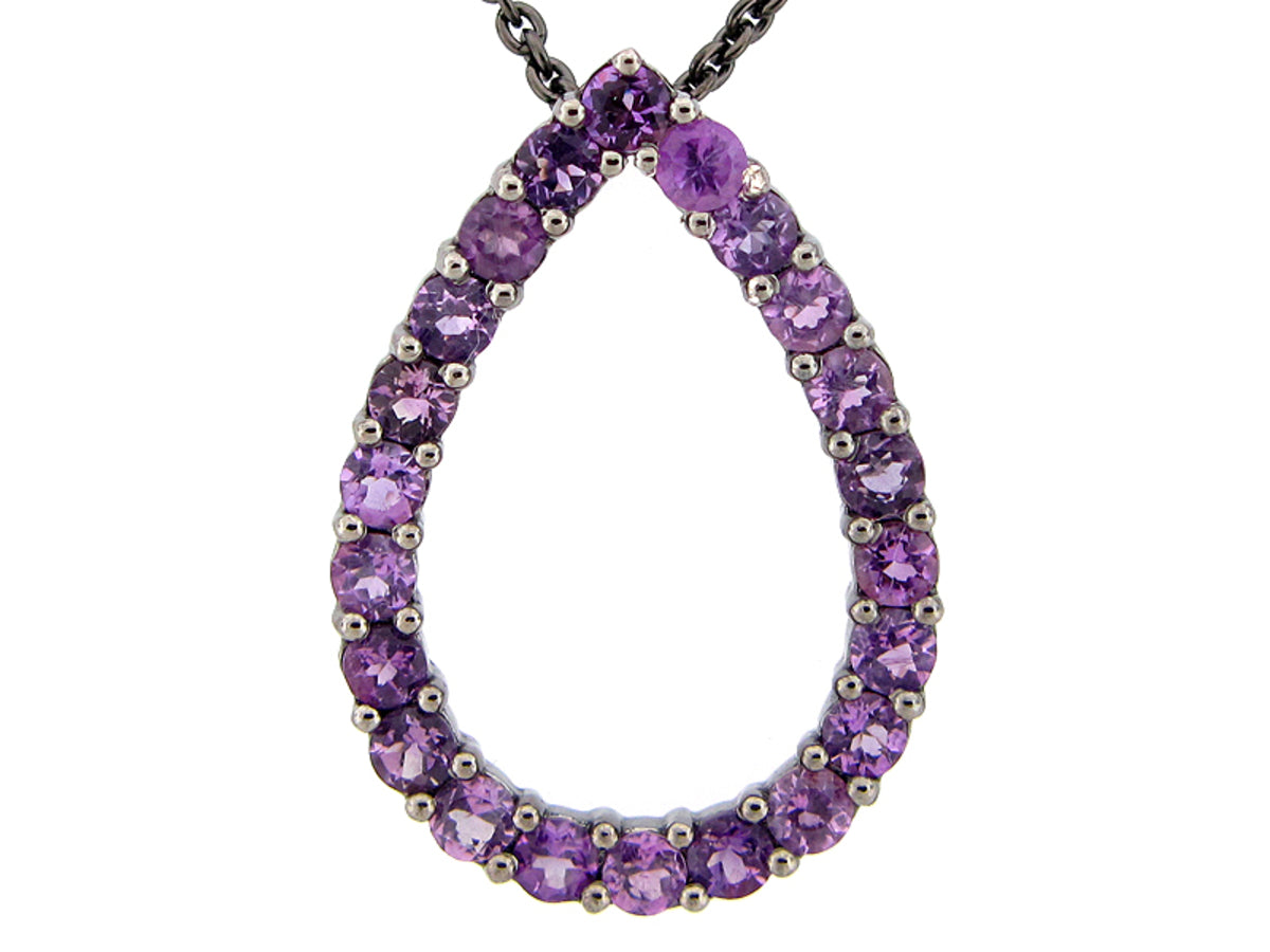 AMETHYST PENDANT, BLACK FINISH, SILVER (H)