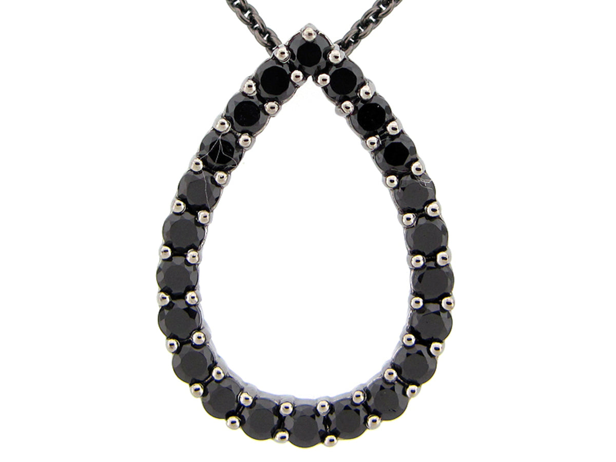 BLACK SPINEL PENDANT, BLACK FINISH, SILVER (N)