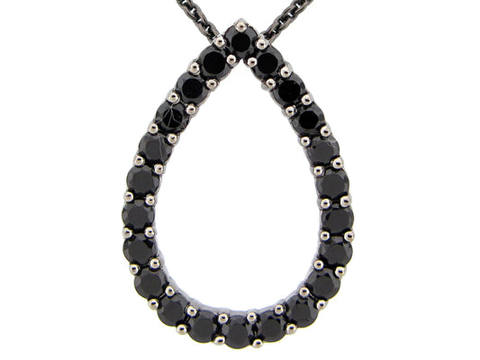 BLACK SPINEL PENDANT, BLACK FINISH, SILVER (N)