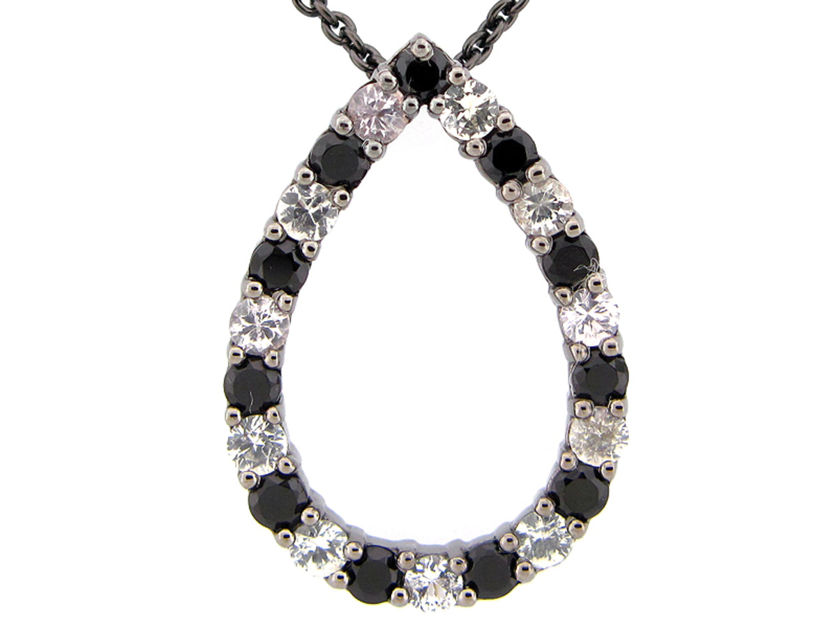 BLACK SPINEL & WHITE SAPPHIRE PENDANT, BLACK FINISH, SILVER (N/H)
