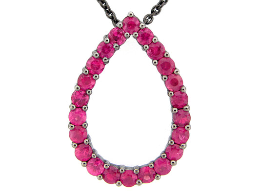 PINK SAPPHIRE PENDANT, BLACK FINISH, SILVER (H)