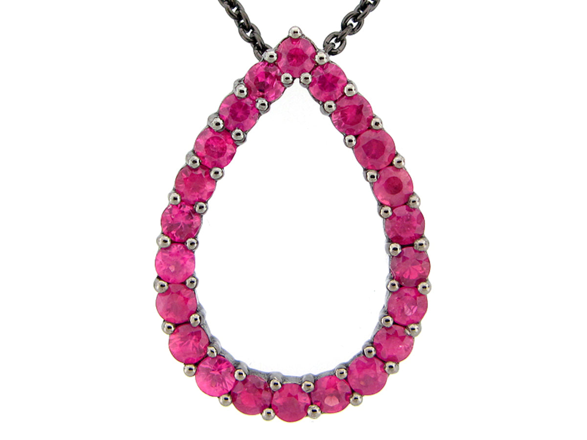 Pink Sapphire Pendant, Black Finish, Silver (H)