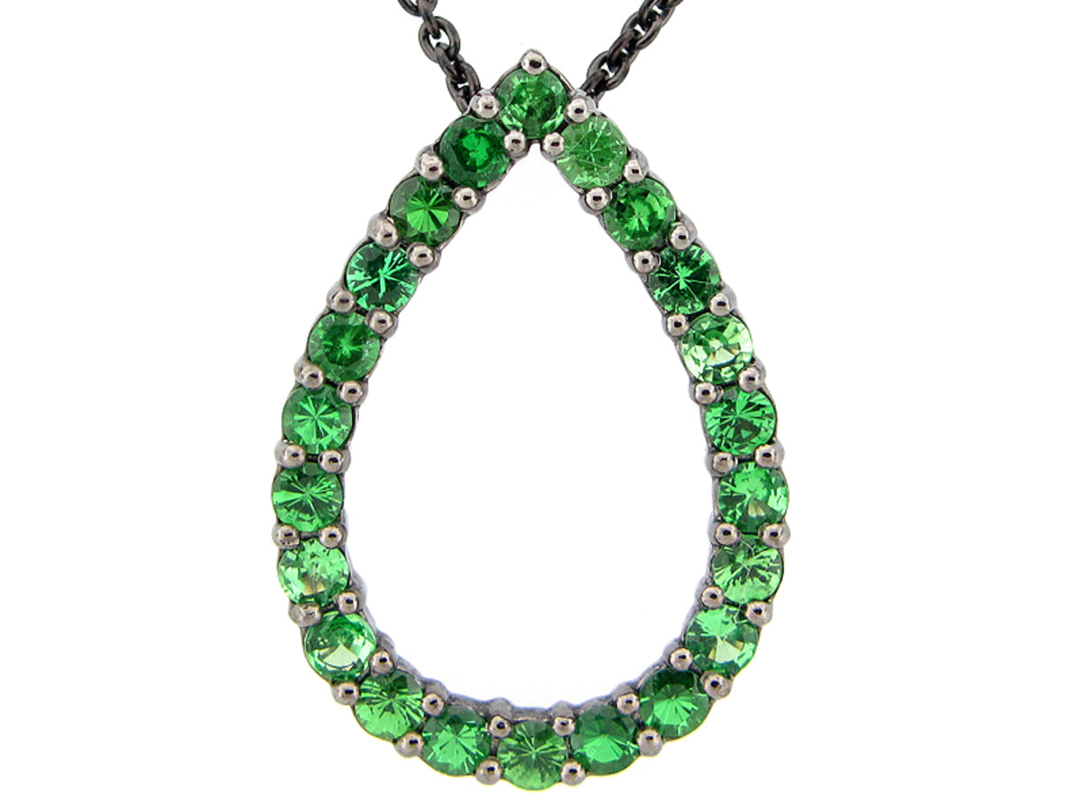 TSAVORITE PENDANT, BLACK FINISH, SILVER (N)