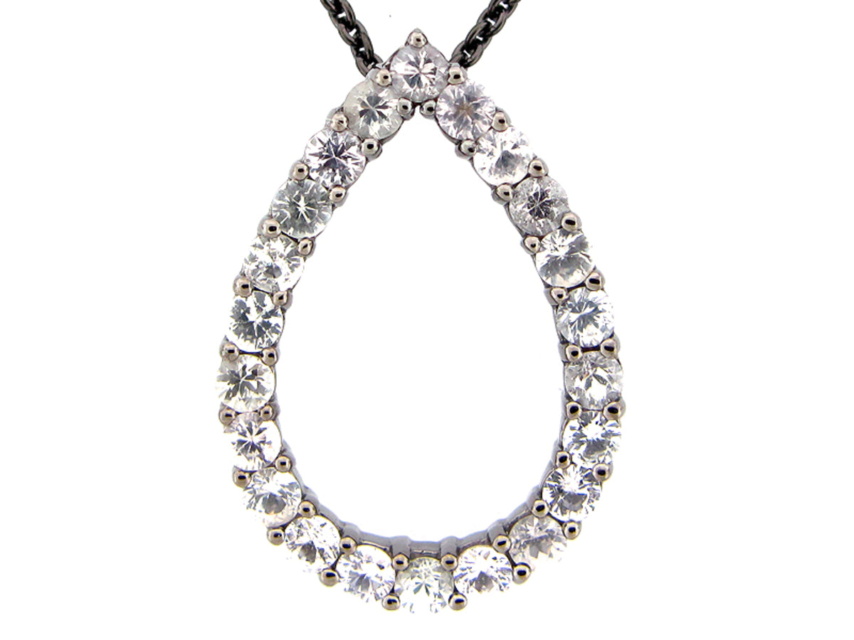 WHITE SAPPHIRE PENDANT, BLACK FINISH, SILVER (H)