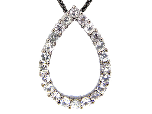 WHITE SAPPHIRE PENDANT, BLACK FINISH, SILVER (H)