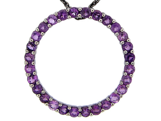 AMETHYST PENDANT, BLACK FINISH, SILVER (H)