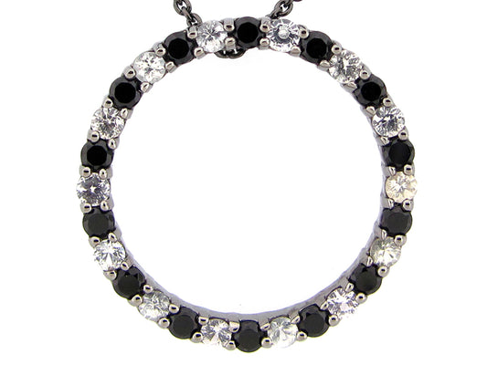 BLACK SPINEL & WHITE SAPPHIRE PENDANT, BLACK FINISH, SILVER (N/H)