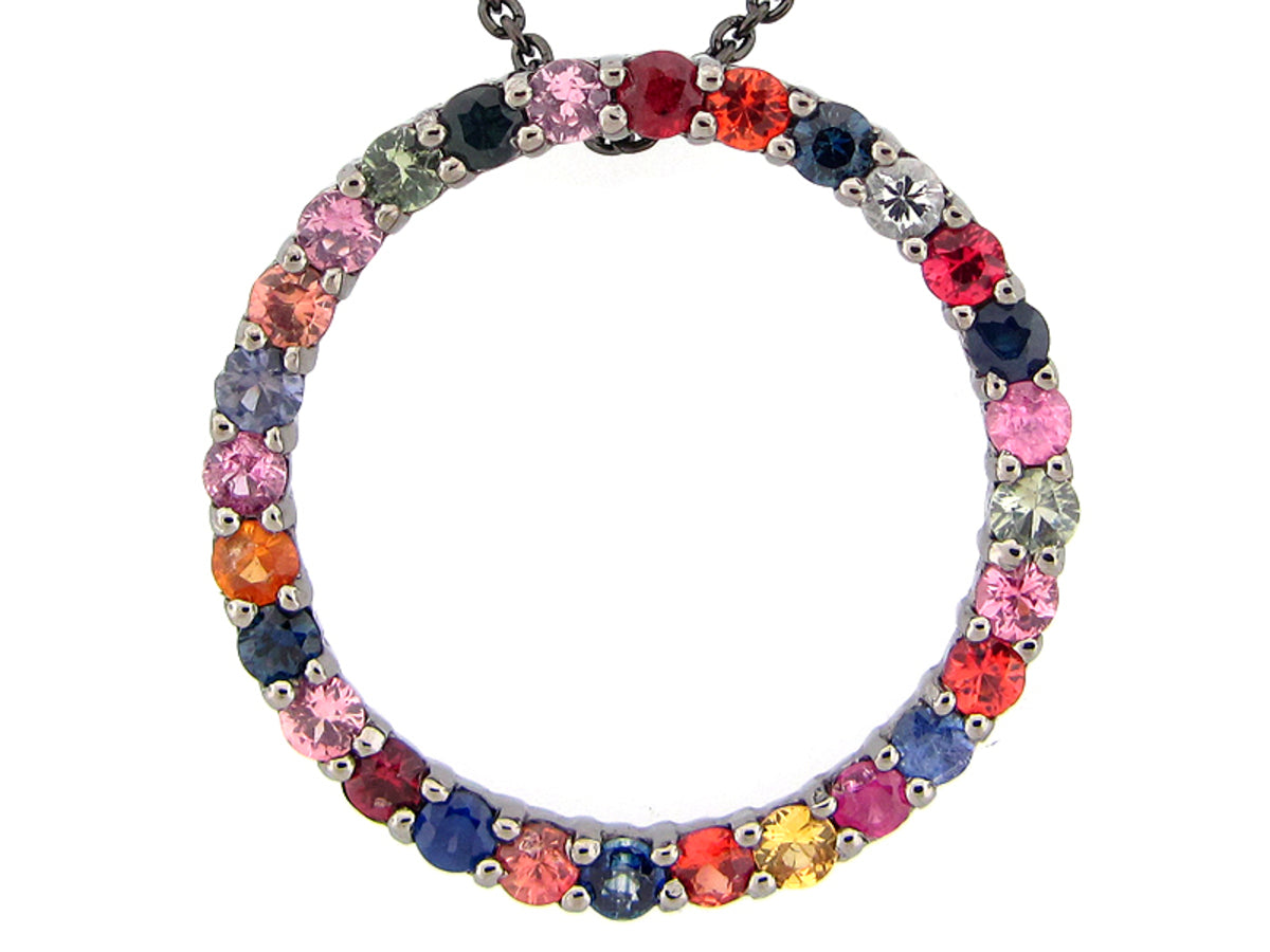 RAINBOW SAPPHIRE PENDANT, BLACK FINISH, SILVER (E/U)