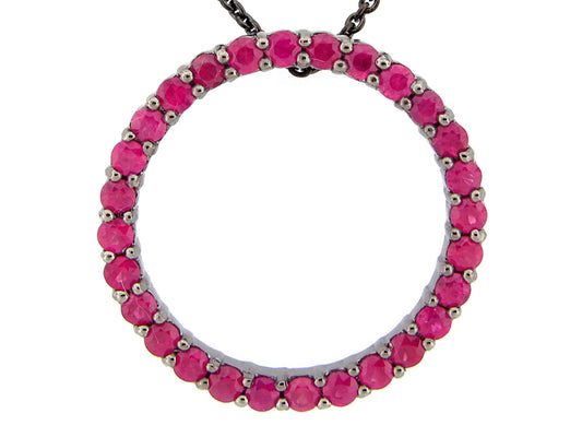PINK SAPPHIRE PENDANT, BLACK FINISH, SILVER (H)