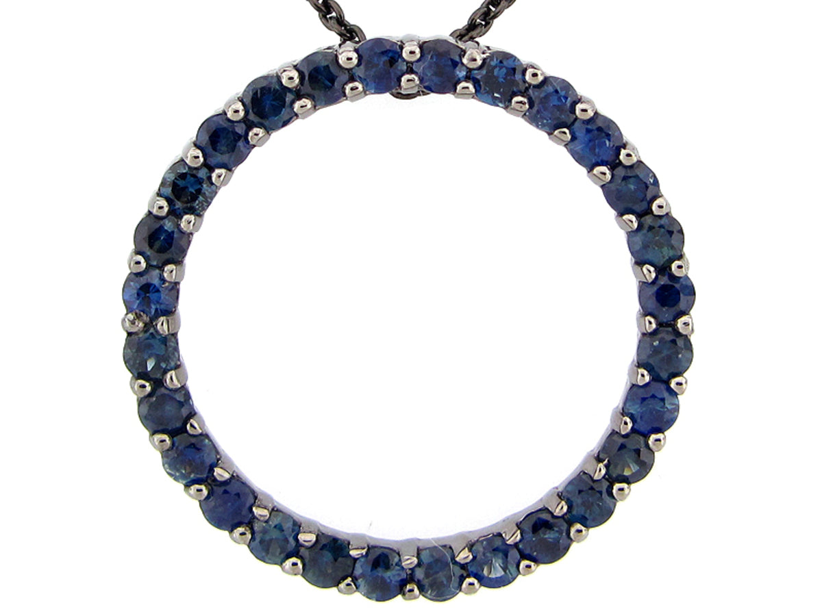 BLUE SAPPHIRE PENDANT, BLACK FINISH, SILVER (H)